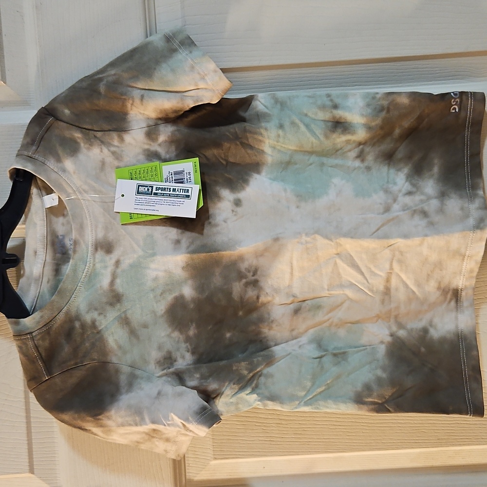 DSG Blotchy Tie Dye T-Shirt: GREEN/BROWN: NEW WITH TAGS: SIZE 2XS (4/5)